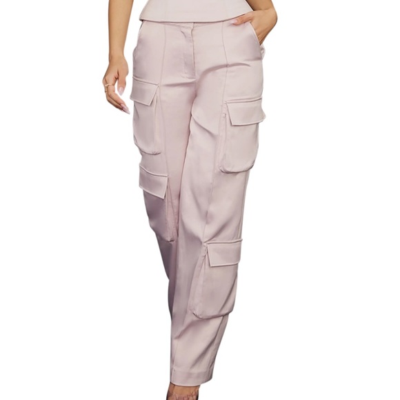 House of CB Pants - House of CB Daria Cargo Satin Trousers Crystal Size M NWT